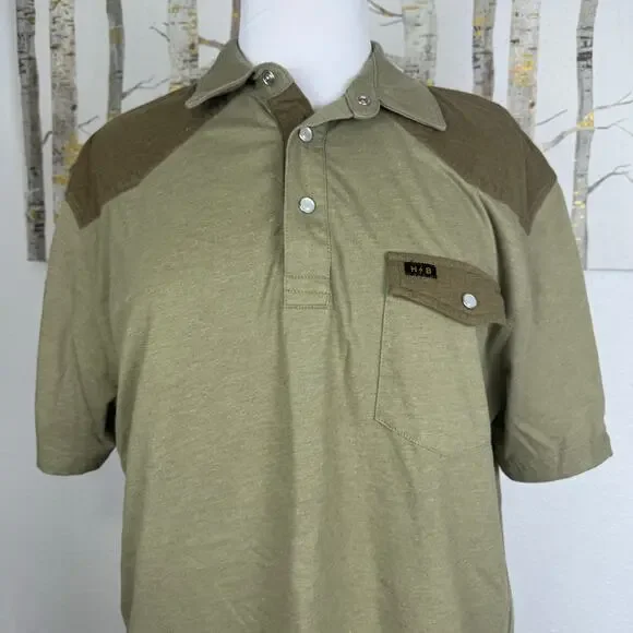 Howler Bros Ranchero Polo Two Tone Green Western Short Sleeve Shirt Large - Picture 2 of 6
